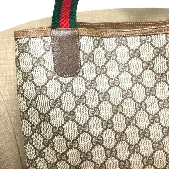 Gucci authentic brown monogram coated canvas tote bag - Picture 7 of 16